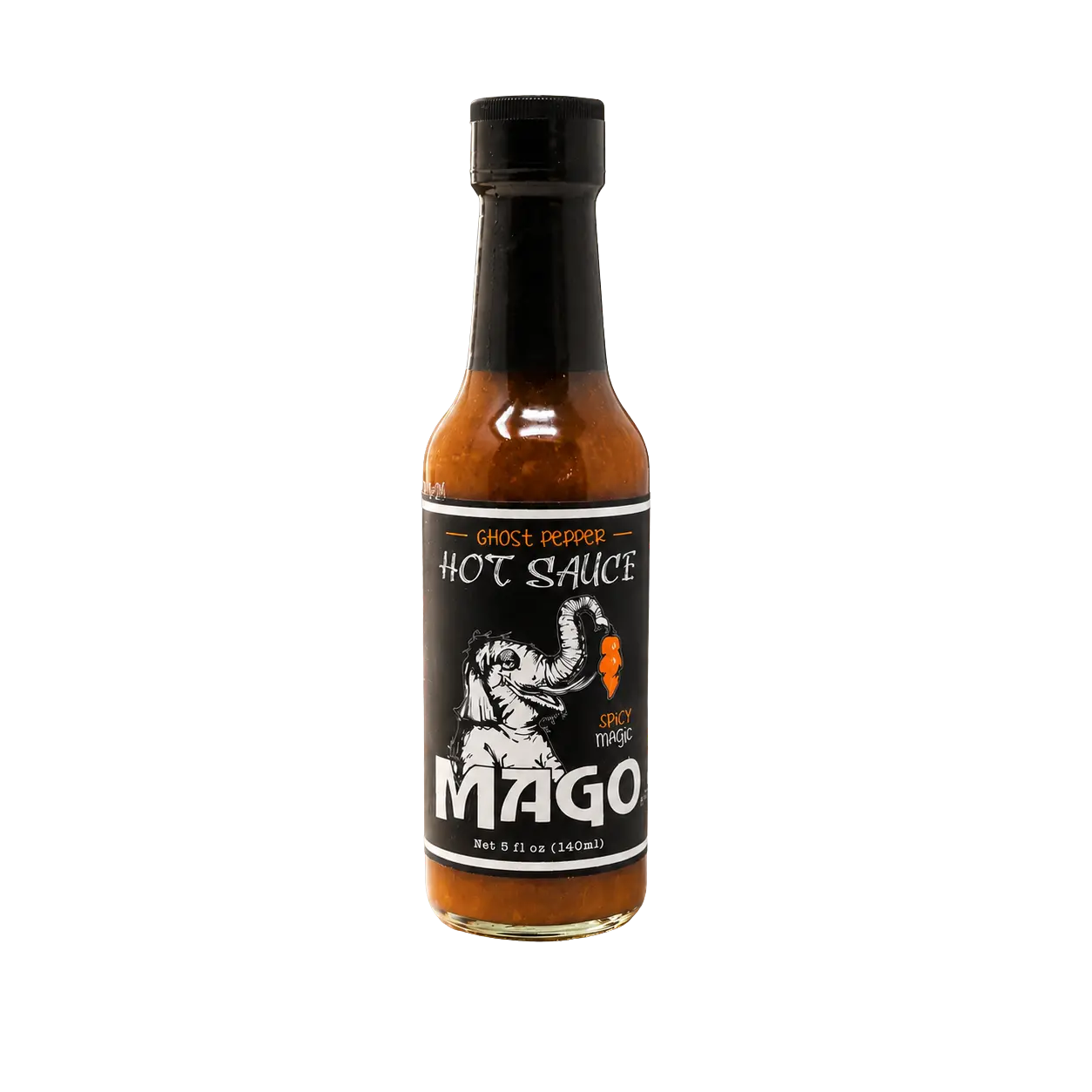 Bottle of Mago Ghost Pepper hot sauce